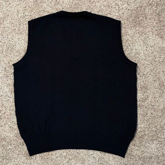 Vintage Breidhof West Germany Wool Navy Blue V-Neck Sweater Vest Medium - Picture 4 of 6